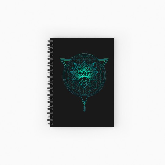Lotus of Life Mandala in Geometric Spiral Notebooks   Ruled Line