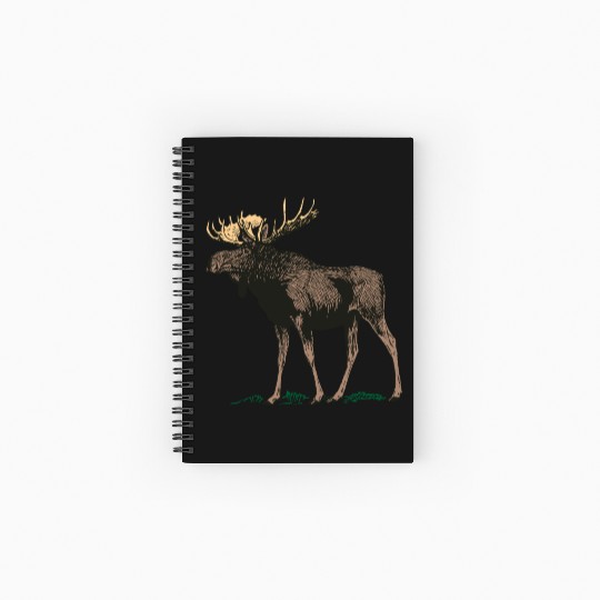 Moose Elk Reindeer Deer Hunter Scandinavia Gift Spiral Notebooks   Ruled Line
