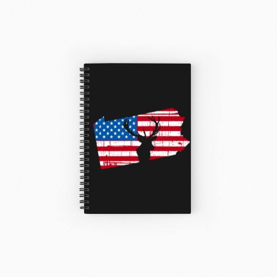 American Flag Pennsylvania Deer Hunting Spiral Notebooks   Ruled Line