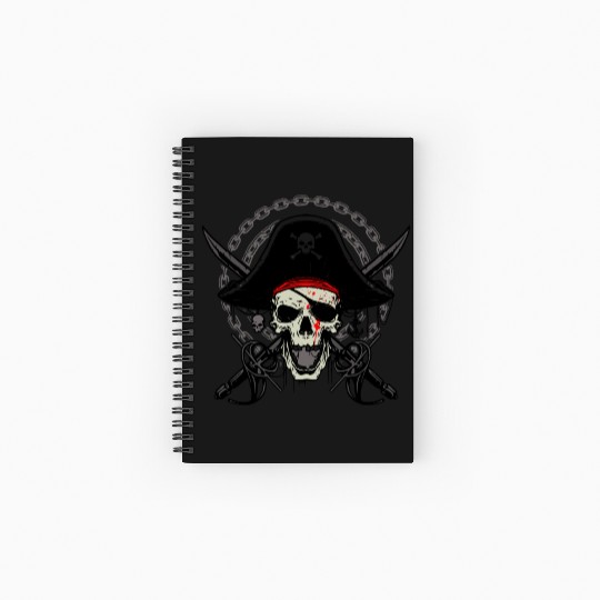 Ahoy Buccaneers Avast Ye motif of Pirate Skull Spiral Notebooks   Ruled Line