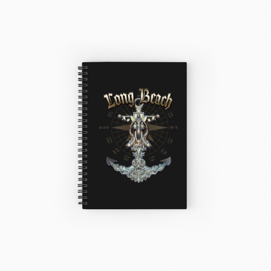 Long Beach Anchor Nautical Sailing Boat Summer Spiral Notebooks   Ruled Line