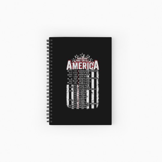 Veteran - World tour free em all America Spiral Notebooks   Ruled Line