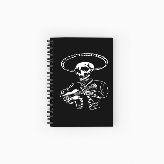 Dead Skull Mariachi With Guitar Day Of The Dead Me Spiral Notebooks   Ruled Line