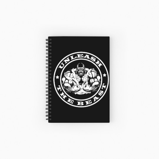 Unleash the Beast Gorilla Ape Bodybuilding Gym Top Spiral Notebooks   Ruled Line