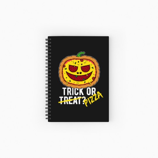 Trick or Treat Pizza Face - Halloween Pizza Party Spiral Notebooks   Ruled Line
