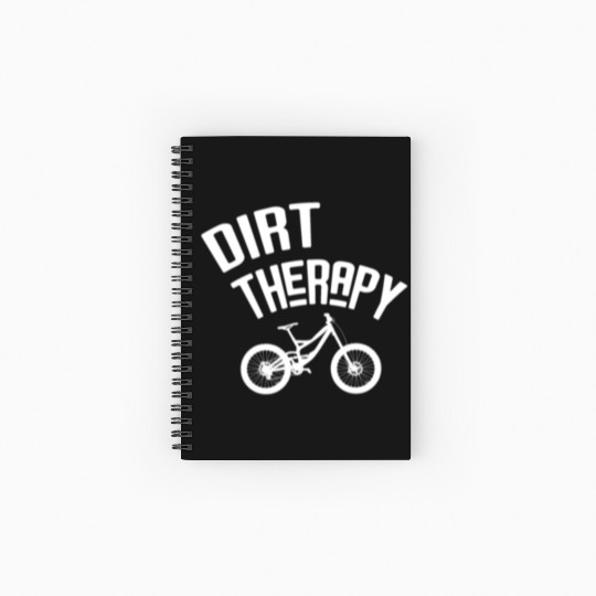 Dirt Therapy Funny MTB Mountain Bike Cycling White Spiral Notebooks   Ruled Line