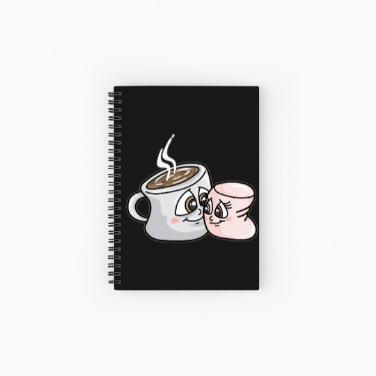 HOT CHOCOLATE AND MARSHMALLOW Love funny comic Spiral Notebooks   Ruled Line