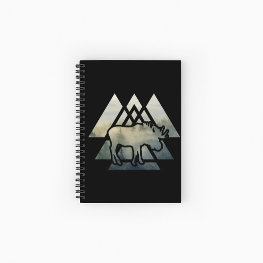 Elk Moose Silhouette Mountain Forest Spiral Notebooks   Ruled Line
