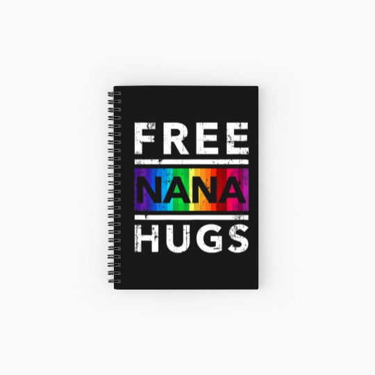 Womens Free Nana Hug LGBT Pride Month Grandma Nana Spiral Notebooks   Ruled Line