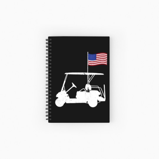 Funny Patriotic Golf Wear USA Flag Golf Cart Spiral Notebooks   Ruled Line