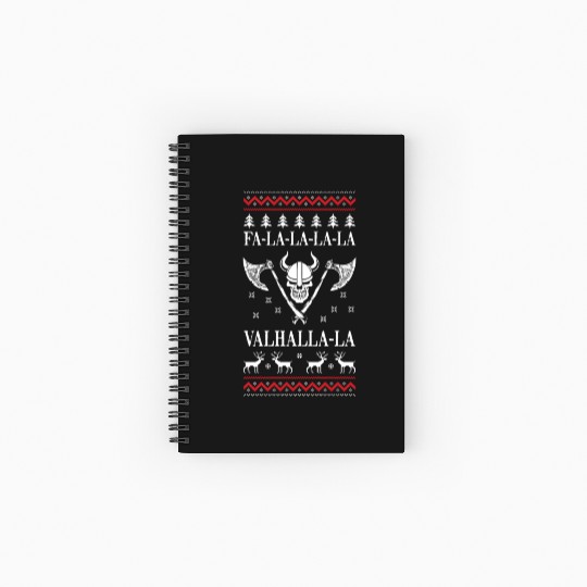 Ugly Christmas Viking Fa La La La La Valhalla La Spiral Notebooks   Ruled Line