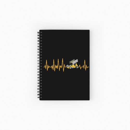 Sprint Car Racing Heartbeat Pulse Spiral Notebooks   Ruled Line