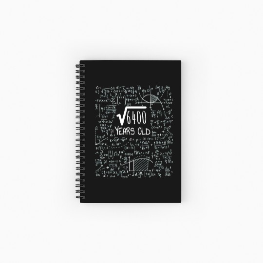 Square Root of 6400 - 80th Birthday Geek Design Spiral Notebooks   Ruled Line