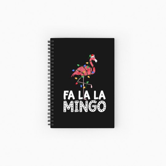 Fa La La Mingo Flamingo Christmas Tree Lights Spiral Notebooks   Ruled Line