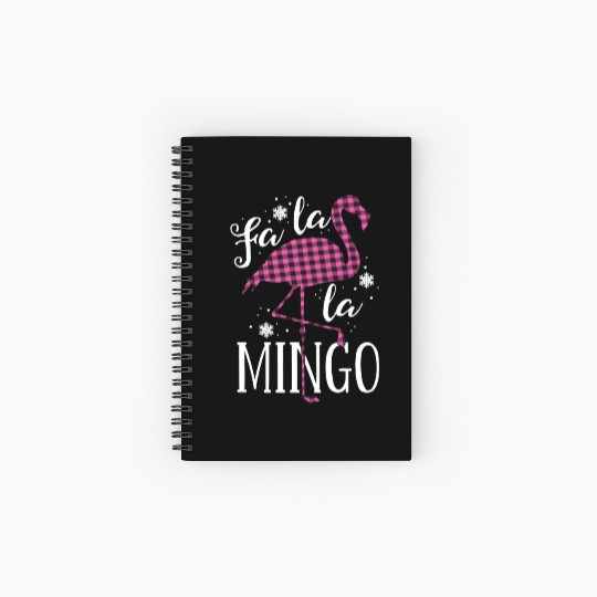 Fa La La Mingo Flamingo Christmas Spiral Notebooks   Ruled Line Pink
