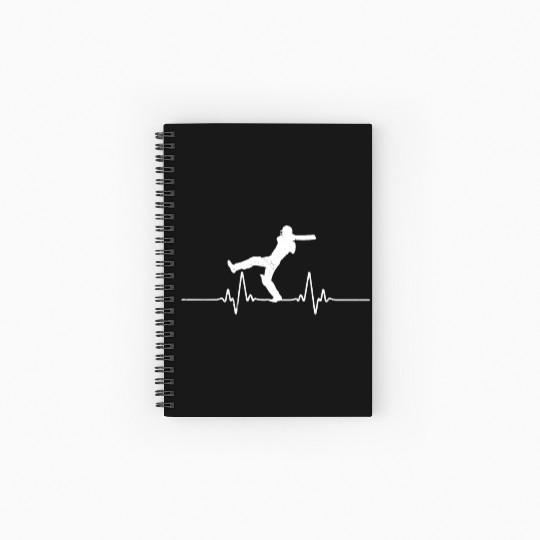 Heart Beat Cricket Cricket Player Gift Idea Spiral Notebooks   Ruled Line