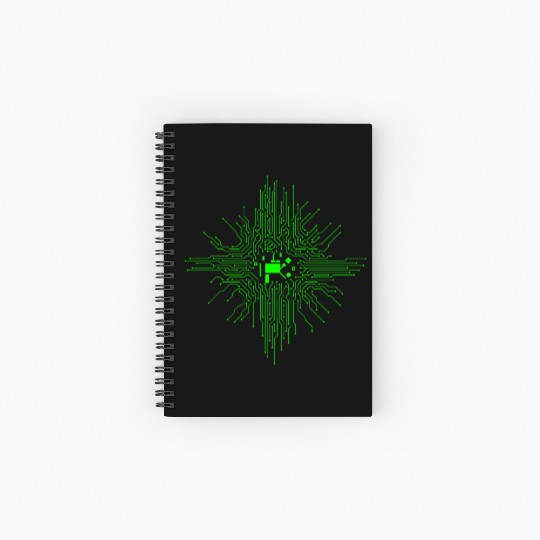 Power Circuit Tech Nerd CPU Green Spiral Notebooks   Ruled Line