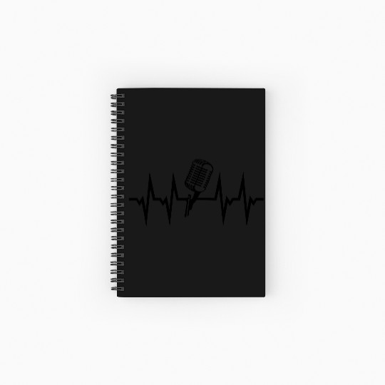 I love singing and musix - microphone + heartbeat Spiral Notebooks   Ruled Line
