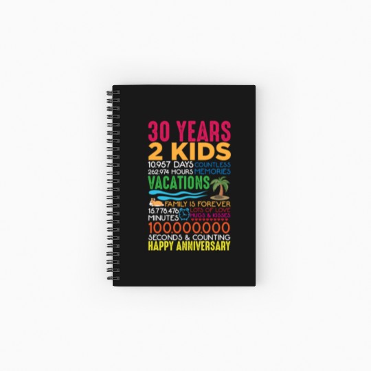 30 years Wedding Anniversary 2 kids Parents Spiral Notebooks   Ruled Line