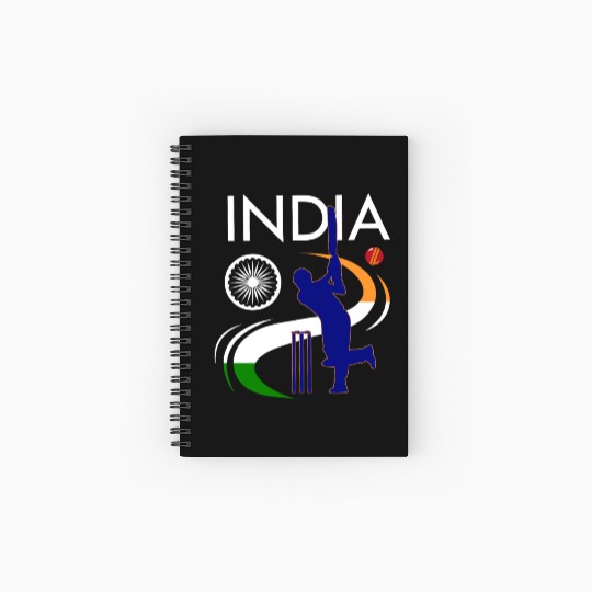 India Cricket With Indian Flag Brush Stroke Spiral Notebooks   Ruled Line