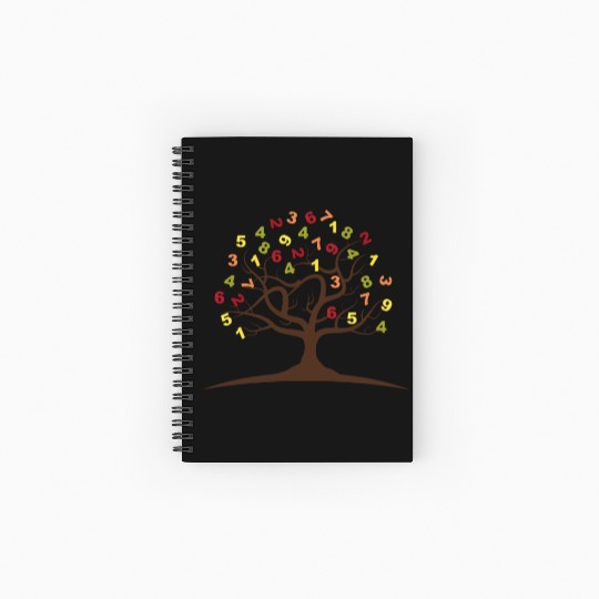Tree Number Mathematics School Nerd Gift Spiral Notebooks   Ruled Line