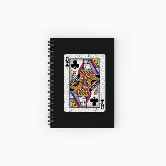 queen of clubs playing card Spiral Notebooks   Ruled Line