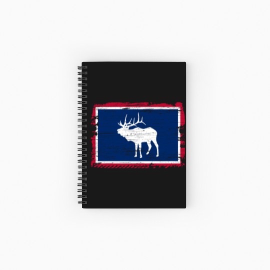 Wyoming Flag Elk Hunting Season For Deer Hunter Spiral Notebooks   Ruled Line