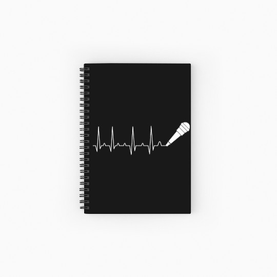 Microphone Heartbeat Singing Karaoke Music Lover Spiral Notebooks   Ruled Line
