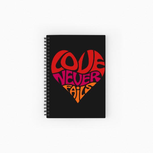 Love Never Fails, Heart, Christian, Bible Verse Spiral Notebooks   Ruled Line