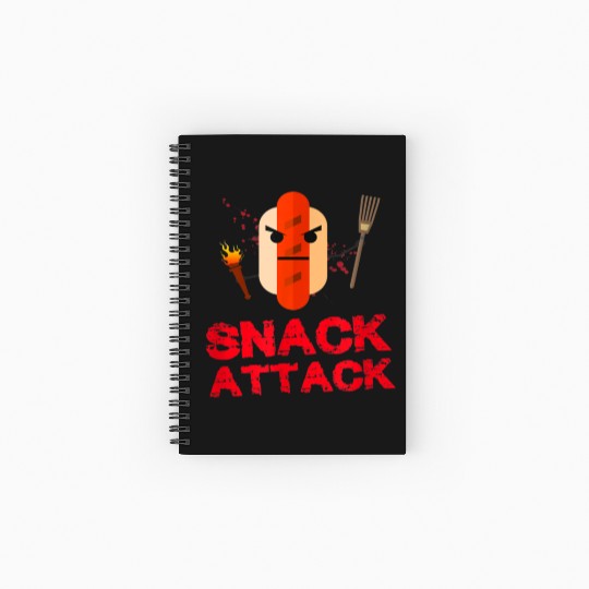 Funny Hot Dog Snack Attack Food Snacks Spiral Notebooks   Ruled Line