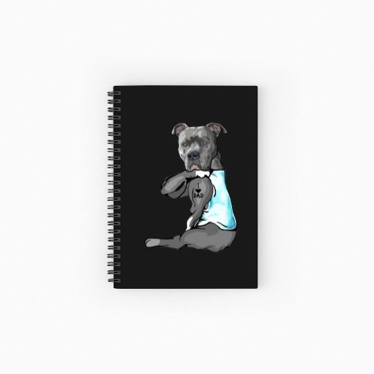 Cute Pitbull I Love Dad Dog Lovers Fathers Day Spiral Notebooks   Ruled Line