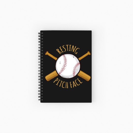 Game Day Baseball Resting Pitch Face Spiral Notebooks   Ruled Line
