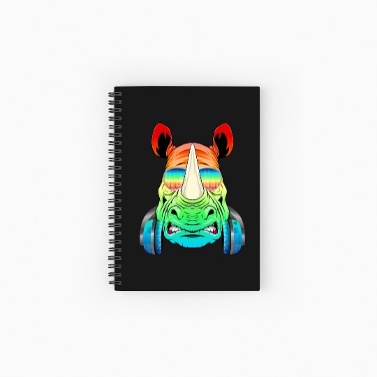 Rhino Rhinoceros Music DJ - Africa Collection Spiral Notebooks   Ruled Line