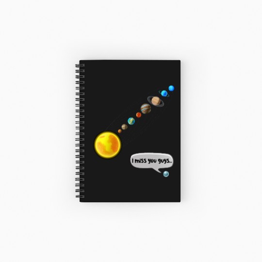 Funny Pluto and Solar System Space Science Gift Spiral Notebooks   Ruled Line