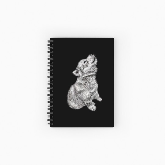 Cute Baby Howling Wolf Cub Sketch Spiral Notebooks   Ruled Line