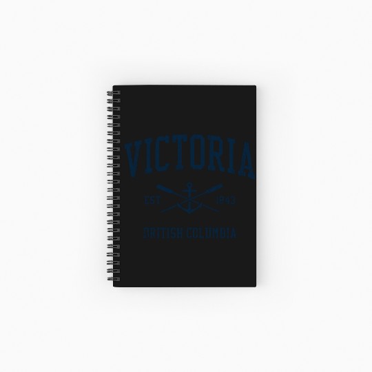 Victoria BC Vintage Navy Crossed Oars & Boat Ancho Spiral Notebooks   Ruled Line