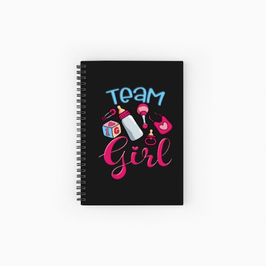 Cute Team Girl, Gender Reveal, It's A Baby Girl Spiral Notebooks   Ruled Line