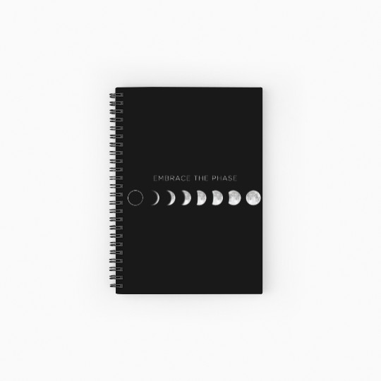 Embrace the Phase Moon Phases Lunar Cycles Graphic Spiral Notebooks   Ruled Line