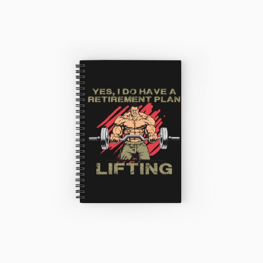 Retirement Plan Lifting Spiral Notebooks   Ruled Line Old man Gym