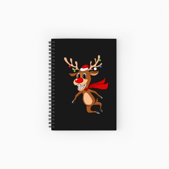 Reindeer Christmas Xmas Present Spiral Notebooks   Ruled Line