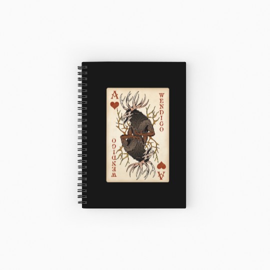 Wendigo Playing Card - Ace of Hearts Cryptid Art Spiral Notebooks   Ruled Line