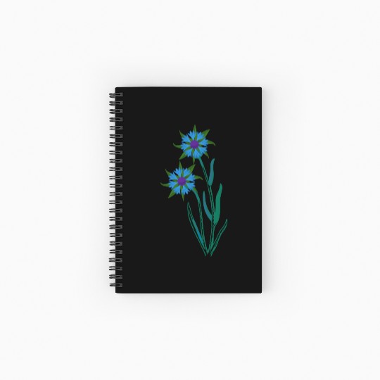 Blue Cornflowers - Floral Artwork With Spring Spiral Notebooks   Ruled Line