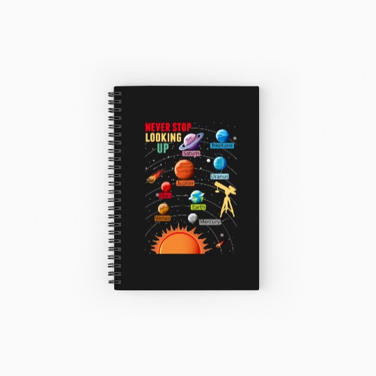 Telescope Solar System Planets Astronomy Lover Spiral Notebooks   Ruled Line