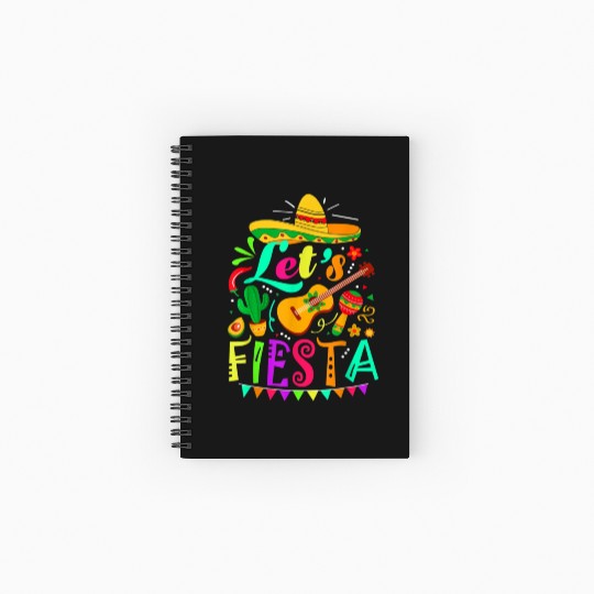 Cinco De Mayo Mexican Guitar Cactus Spiral Notebooks   Ruled Line