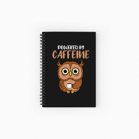 Powered By Caffeine For Owl Lover Spiral Notebooks   Ruled Line