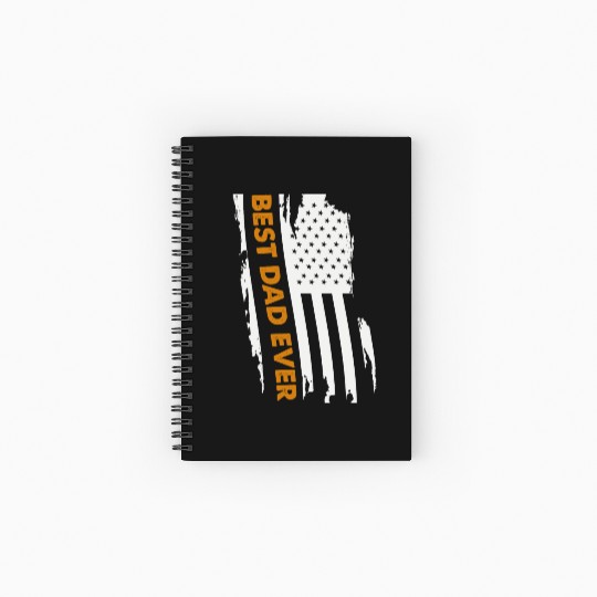 Father's Day Best Dad Ever with Us American Flag Spiral Notebooks   Ruled Line