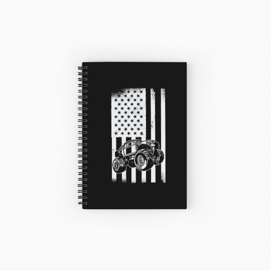 Monster Truck American Flag Racing USA Patriotic Spiral Notebooks   Ruled Line