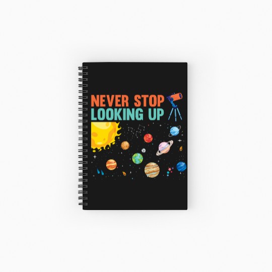 Telescope Solar System Planets Astronomer Spiral Notebooks   Ruled Line