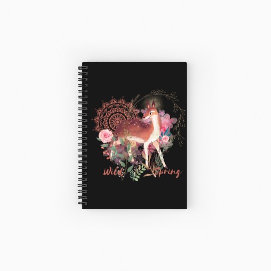 Sweet Deer In Wild Spring - 3 Spiral Notebooks   Ruled Line