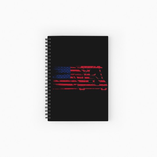 Patriotic Golf Cart American Flag USA Golfing Spiral Notebooks   Ruled Line